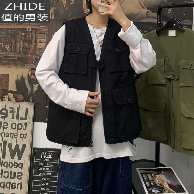 SUNTEK春季战术工装马甲潮男日系无袖背心潮牌个性潮流嘻哈机能坎肩外套马甲/背心高清大图