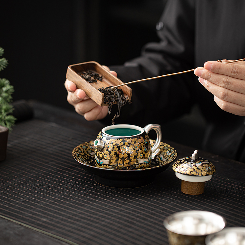 苏氏陶瓷(SUSHI CERAMICS)鎏银金枝玉叶茶壶套装非遗大师郑文强作品功夫茶具礼盒