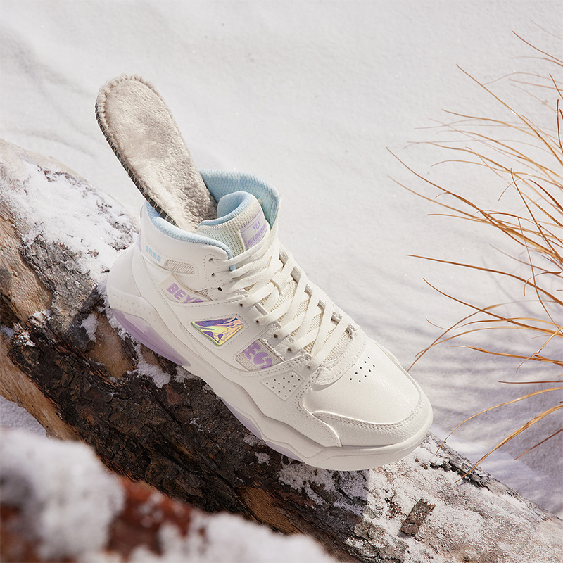 361°高帮板鞋冬季新款鞋子加绒保暖二棉鞋厚底增高运动鞋女鞋高清大图