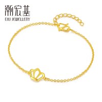 潮宏基 小金冠 皇冠 黄金手链女桂冠足金手链手饰 计价工费120元