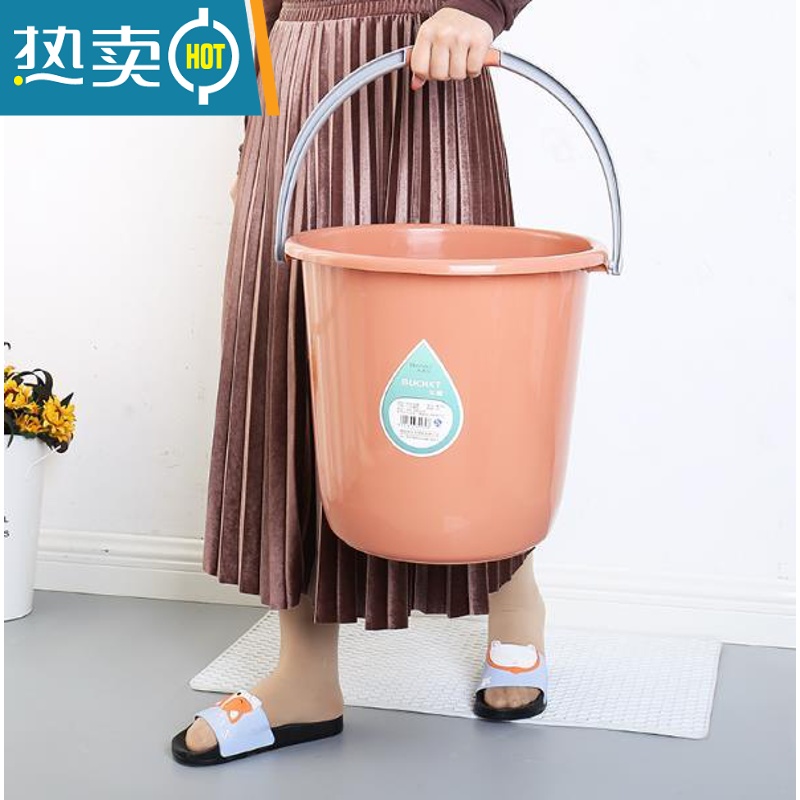 敬平加厚大号耐摔塑料手提水桶家用洗衣桶子储水桶洗车圆桶洗衣洗澡桶 中号紫色 20L高清大图