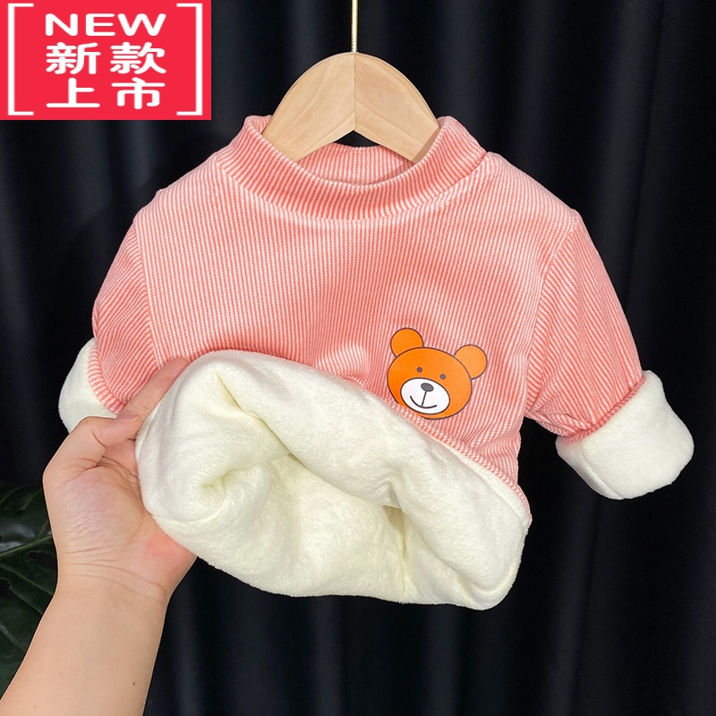 可莉允婴儿童套头棉服一岁宝宝棉衣内胆男童女童冬装加绒加厚高领打底衫