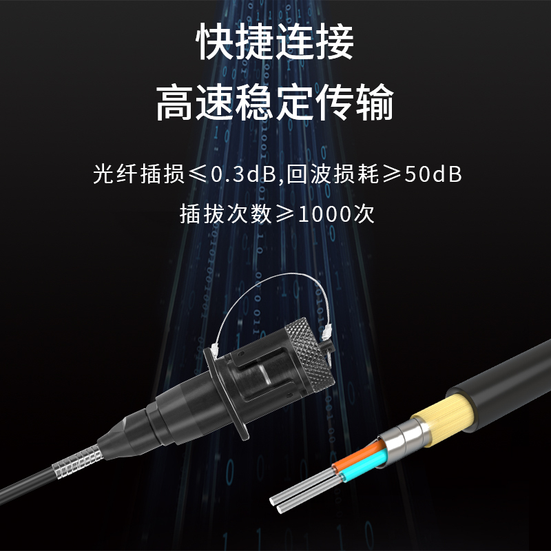 博扬 单模2芯室外TPU光缆转接线 车壁式航空接头母转LC头 防水金属航空头-LC 3米 BY-2S-YLC3M