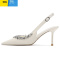 聚范中式尖头浅口高跟单鞋女细跟白色绝美伴娘鞋女水钻包头凉鞋