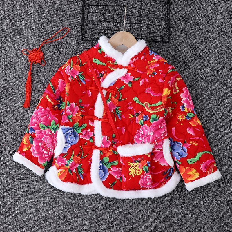 伊蒂格世品牌女童大花棉袄子装女孩碎花手工棉衣儿童洋气盘扣拜年服网