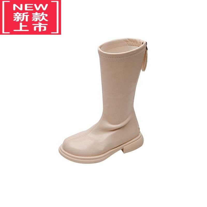 可莉允女童长靴2022秋冬季新款小女孩纯色皮靴高筒靴儿童靴子防滑长筒靴图片