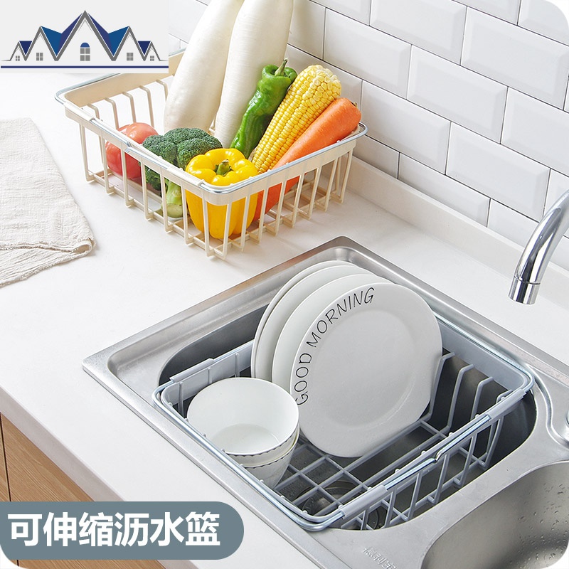 水可伸缩碗碟架放碗架沥水架 家用厨房装碗筷碗柜置物架 三维工匠高清大图