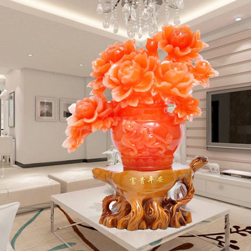 时尚牡丹花瓶中式家庭家居装饰品客厅摆件新房结婚礼物实用工艺品摆设