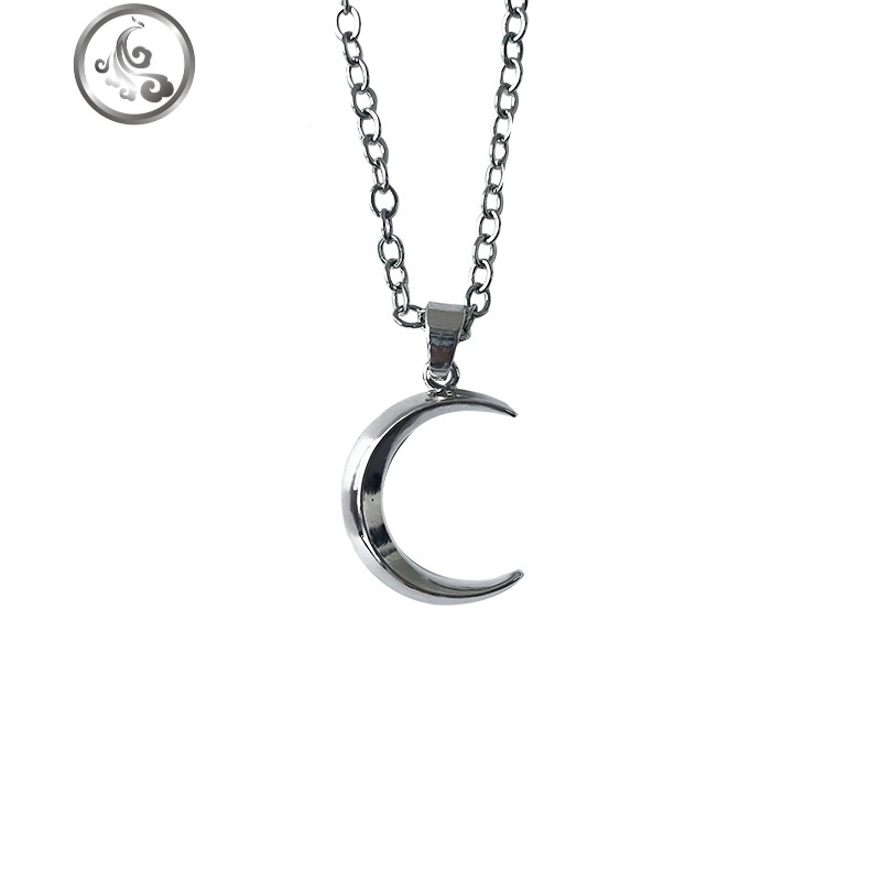 项链男女中性情侣金属银色弦月亮牙简约时尚个性日韩嘻哈锁骨链 JiMi高清大图