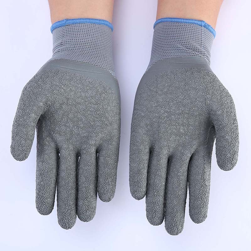 星宇(XINGYU)L518灰色乳胶皱纹防水防滑耐磨耐低温劳保手套农业建筑机械手套 12双 M高清大图