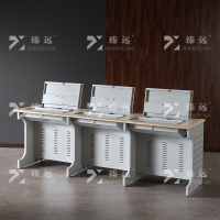 臻远 ZY4012412 隐藏式翻转电脑桌培训桌办公桌B款三人位