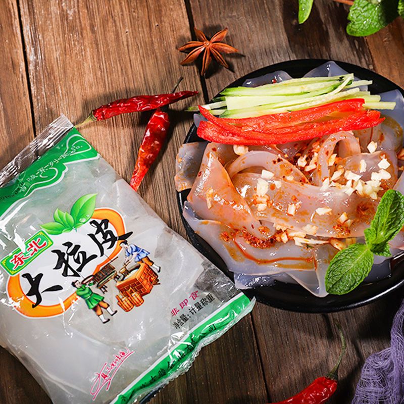 即食东北大拉皮鲜凉皮 特色凉拌小吃  1斤 方便面