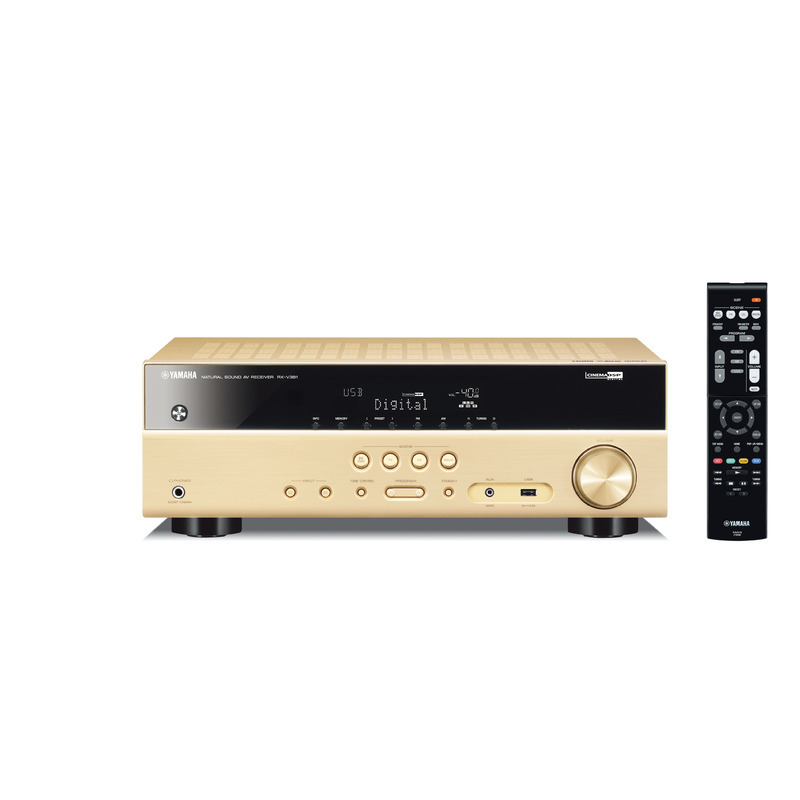 Yamaha/雅马哈 RX-V381 家用5.1数字 AV功放 音箱 家庭影院音响(金色)