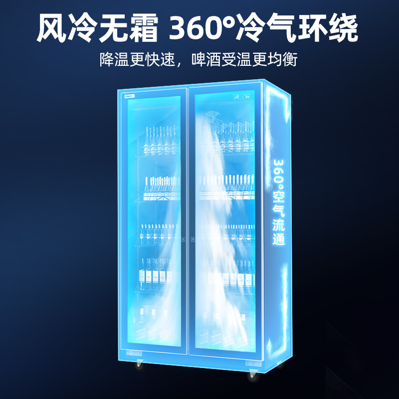 星星(XINGX)IVGC-2D-6019WA风冷630升双门展示柜饮料啤酒水果冷藏冰柜 商用便利店超市保鲜立式陈列柜高清大图