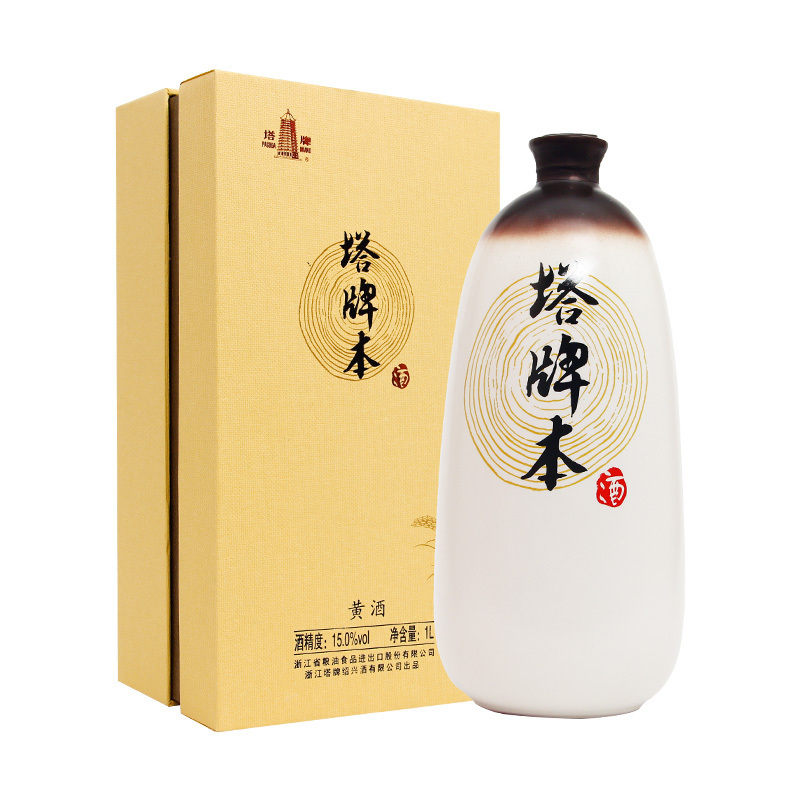 塔牌 绍兴黄酒 本酒 15度 1L 礼盒装 半干型 手工酿造黄酒