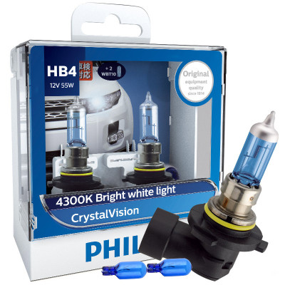 飞利浦(PHILIPS)水晶之光新银战士9006升级型汽车灯泡大灯灯泡近光灯远光灯卤素灯2支装 色温4300K