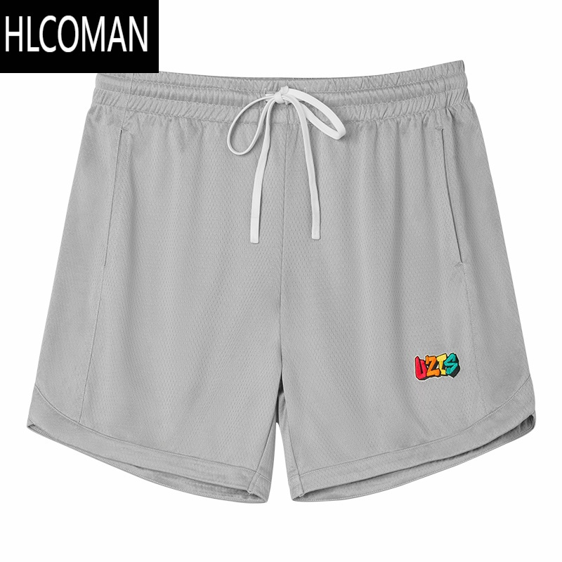 HLCOMAN 美式篮球四分不过膝复古短裤男网眼训练运动球裤[涂鸦