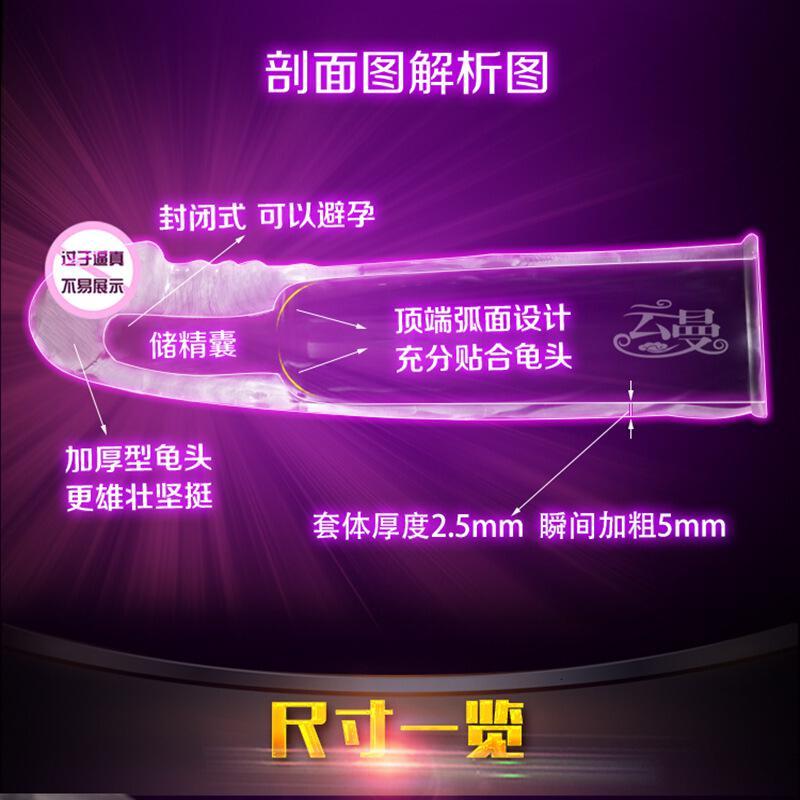 云曼 男用房事时间狼牙套软胶加长加粗水晶茎套夫妻调情G点刺激快感房事时间仿真阳具套成人情趣性用品 加长刺激狼牙套(透明)高清大图