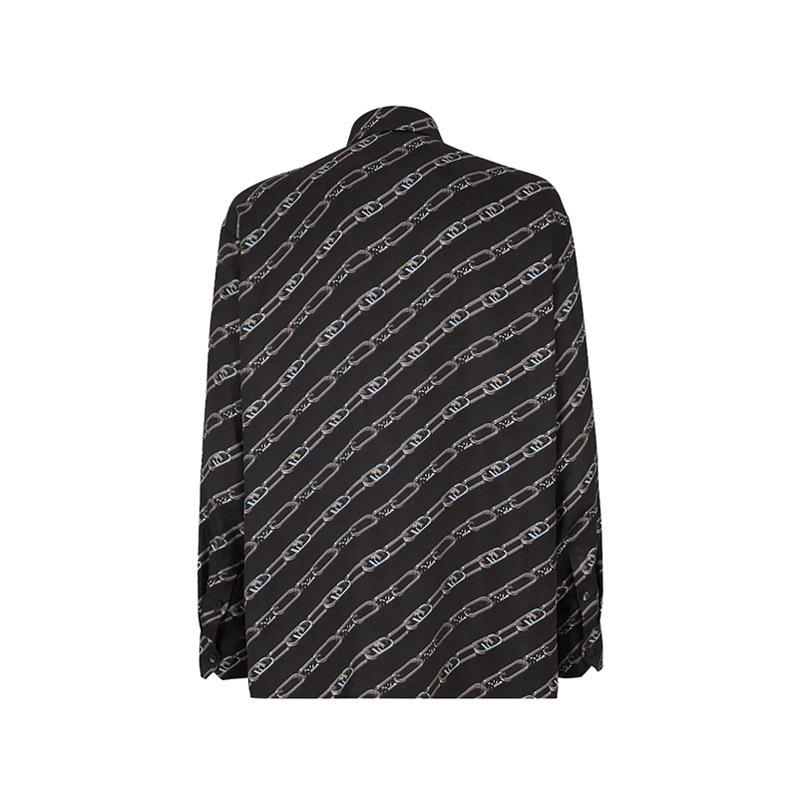 芬迪fendi男士桑蚕丝长袖休闲衬衫白色olock链式fs0585al2m