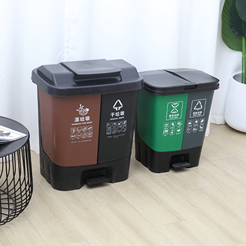 东升顺双桶垃圾分类垃圾桶带盖大号干湿家用脚踏商用餐厅公共场合可回收高清大图