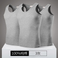 3件装男士纯棉背心1比1细螺纹弹力白打底40支工字男背心001 XL(建议110-130斤) 【3件】灰+灰+灰