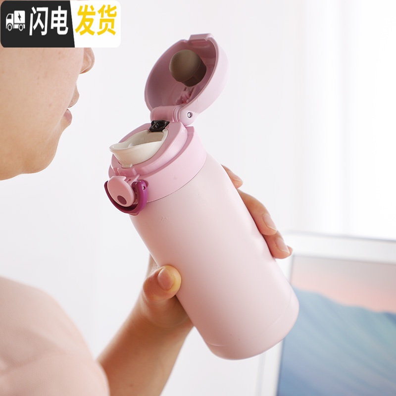 三维工匠保温杯女士便携小巧迷你小水杯儿童简约学生小容量200小号杯子 紫色/200+背带高清大图