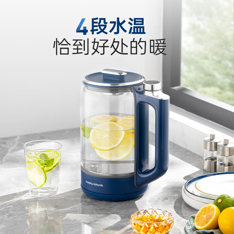 摩飞电器(MORPHY RICHARDS) 养生烧水壶 多段变频烹煮 1.5升 MR6089 蓝色高清大图