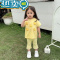 绿彩虹光韩范女童套装夏天2023新款韩版超萌短袖速干薄款九分裤可爱宝宝两