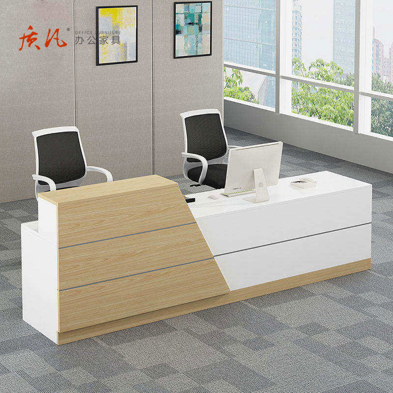 苏宁 质凡 木质简约办公拼色前台接待服务台 3600x600x750/1050mm高清大图