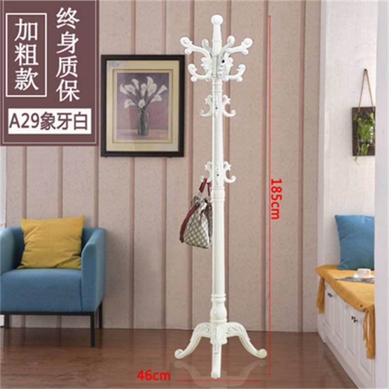 豫亨(YU HENG)办公家具欧式衣帽架卧室衣架落地实木衣架落地衣帽架挂衣架 加粗A29象牙白三腿