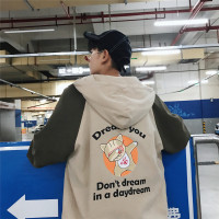 2020秋装新款男士休闲运动外套日系情侣款港风青少年学生宽松撞色印花连帽夹克JK951