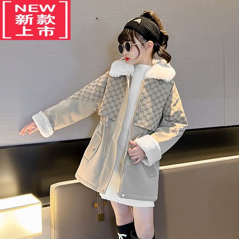 可莉允女童皮草外套加绒加厚冬装2022新款中大童洋气童装冬季皮衣派克服棉服图片
