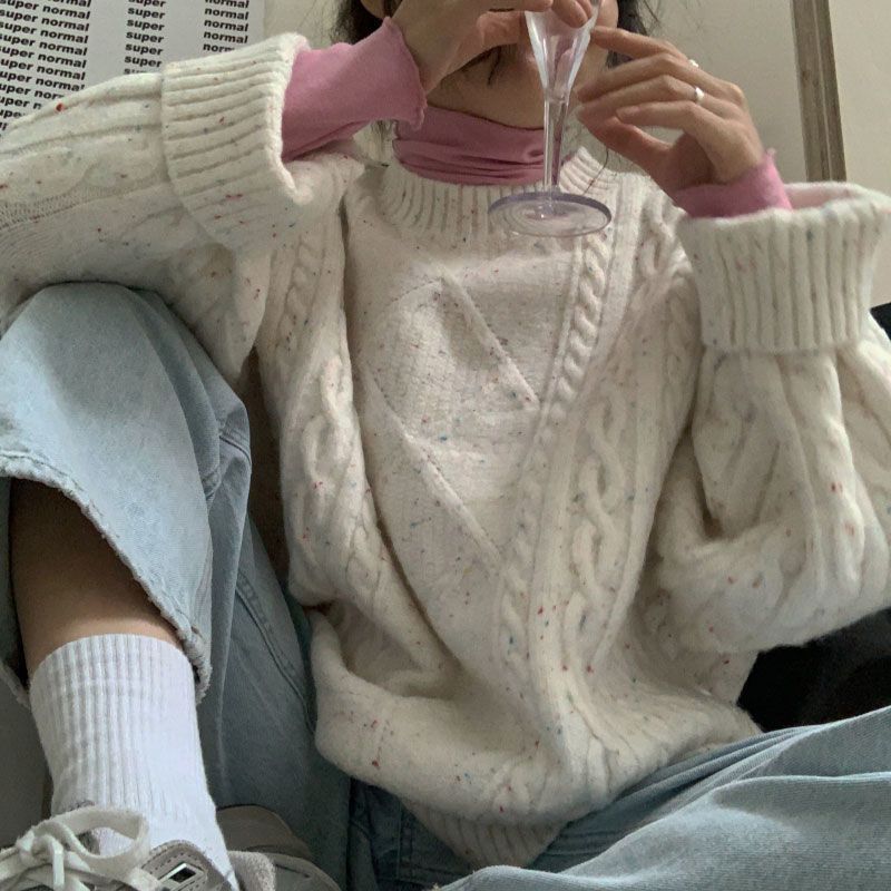 小众设计感毛衣女宽松慵懒女冬季外穿学生韩版日系加厚高领针织衫