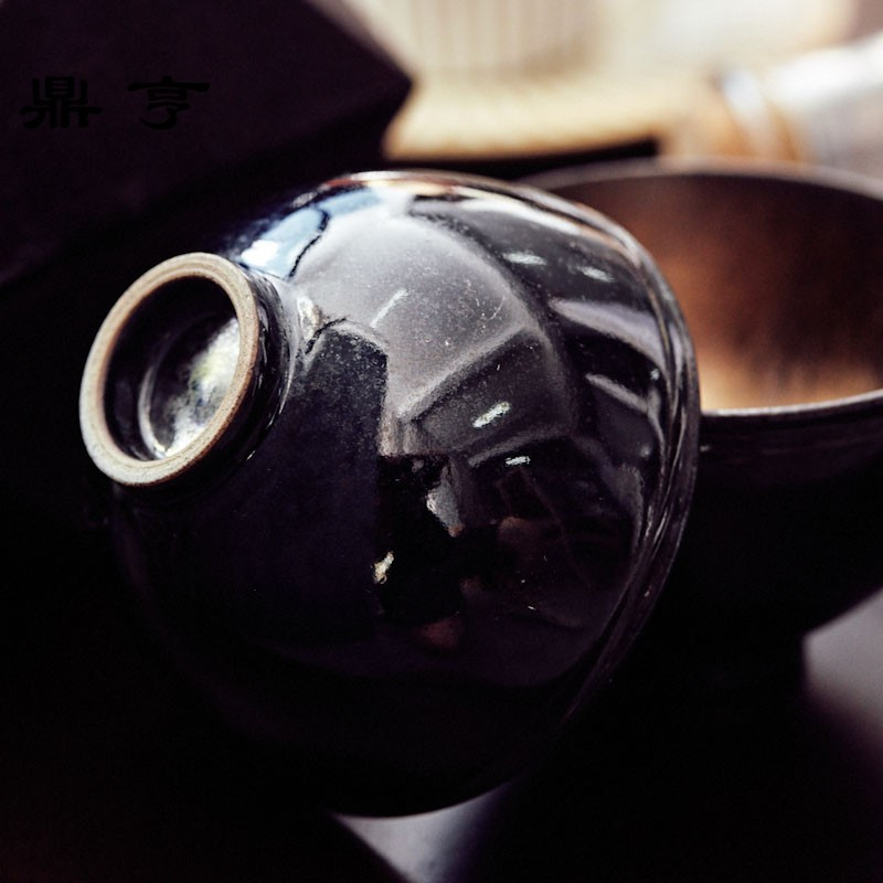 鼎亨洪荒 景德镇陶瓷手工窑变品茗杯主人杯金属釉质感功夫茶杯个