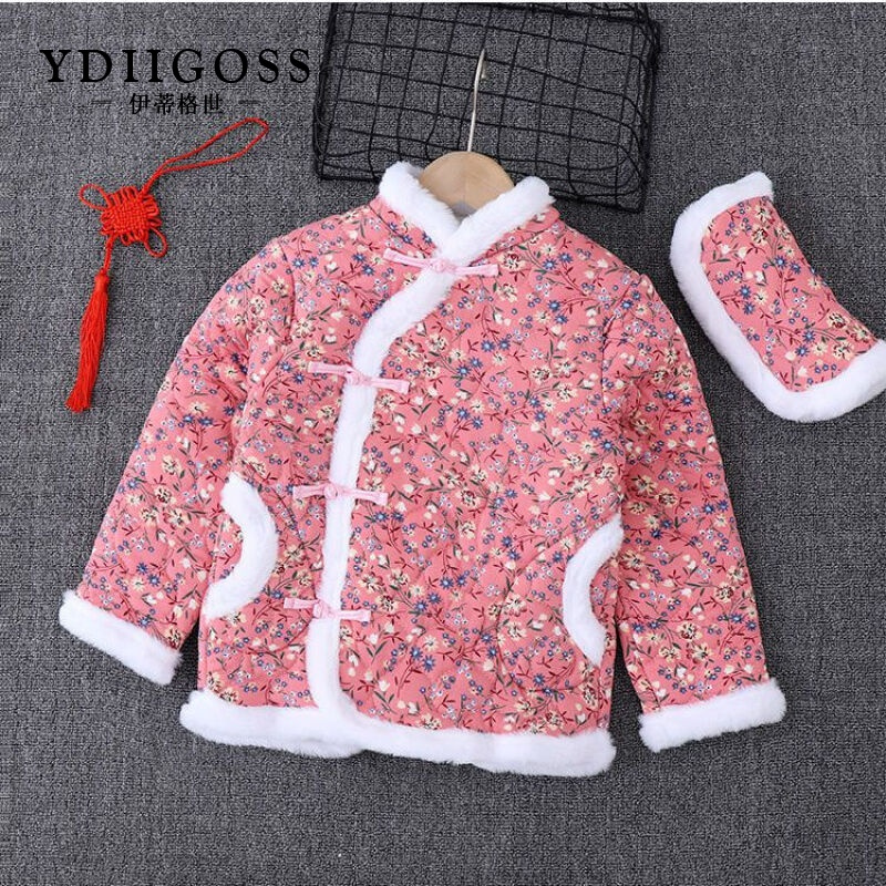 伊蒂格世品牌女童大花棉袄子装女孩碎花手工棉衣儿童洋气盘扣拜年服网