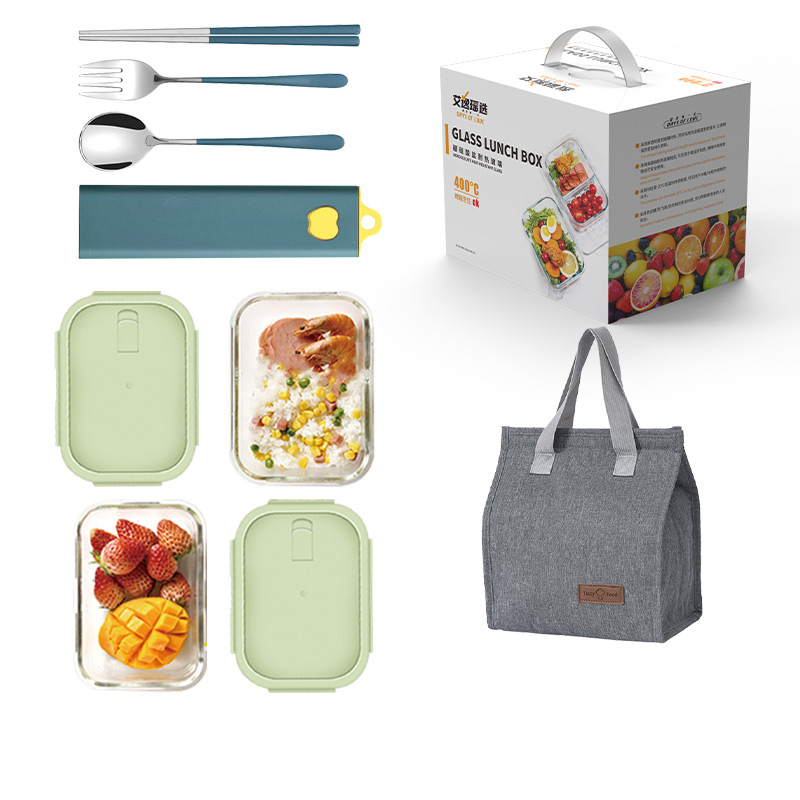 艾逸瑶选 晶萃高硼硅玻璃饭盒4件套CJ-21123高清大图