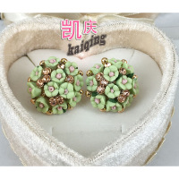 新款韩版饰品陶瓷可爱耳环玫瑰花朵耳钉女银耳饰YWKQSP5089送女朋友七夕情人节礼物