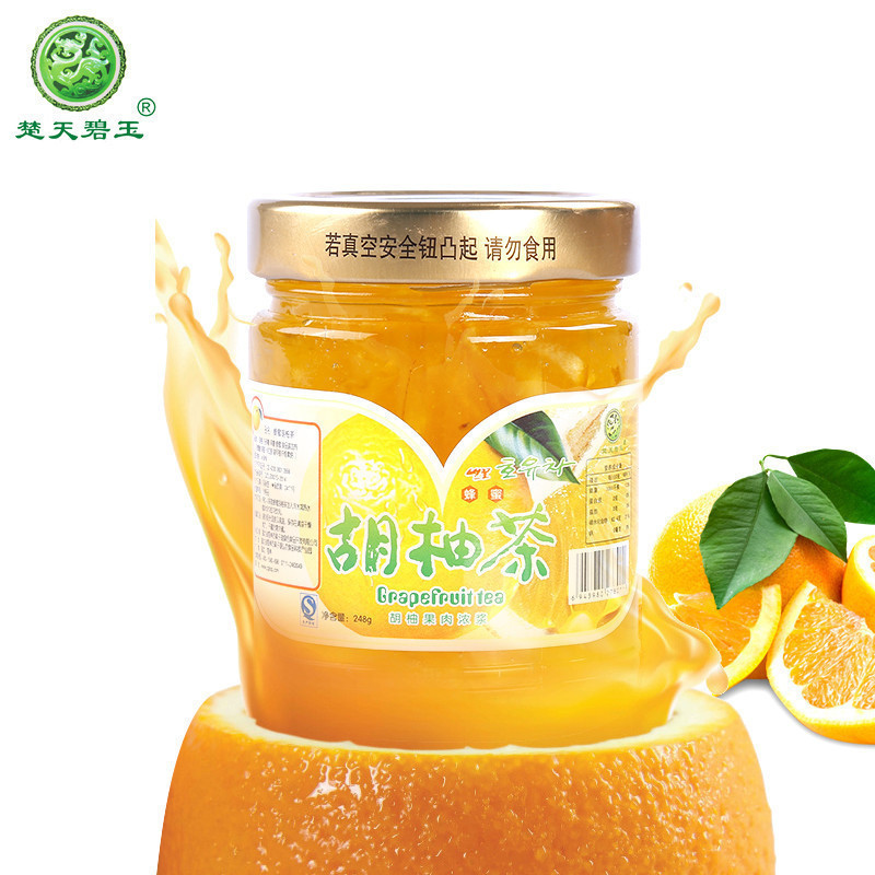【中华特色】华容馆 楚天碧玉 蜂蜜胡柚茶柚子茶248g瓶装 水果茶冲饮品