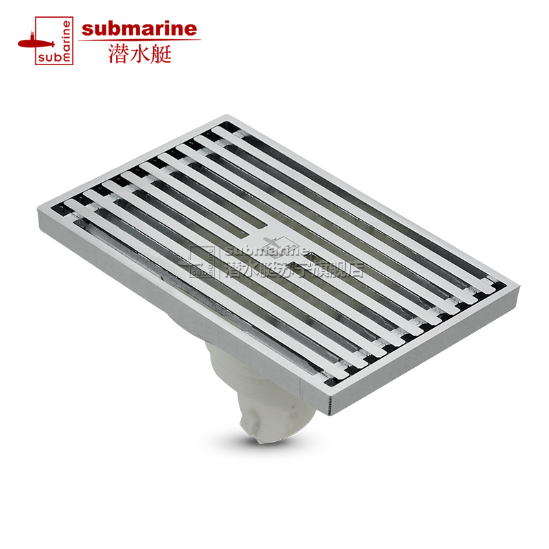 潜水艇(submarine)地漏全铜防臭式地漏无三通格栅面板防堵内芯沐浴房加长地漏15厘米长排水快TKC50-10高清大图