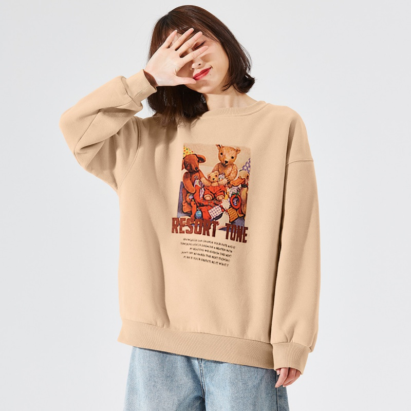 优惠券]唐狮年卫衣女春秋新款韩版宽松圆领卡通印花百搭长袖外套上衣