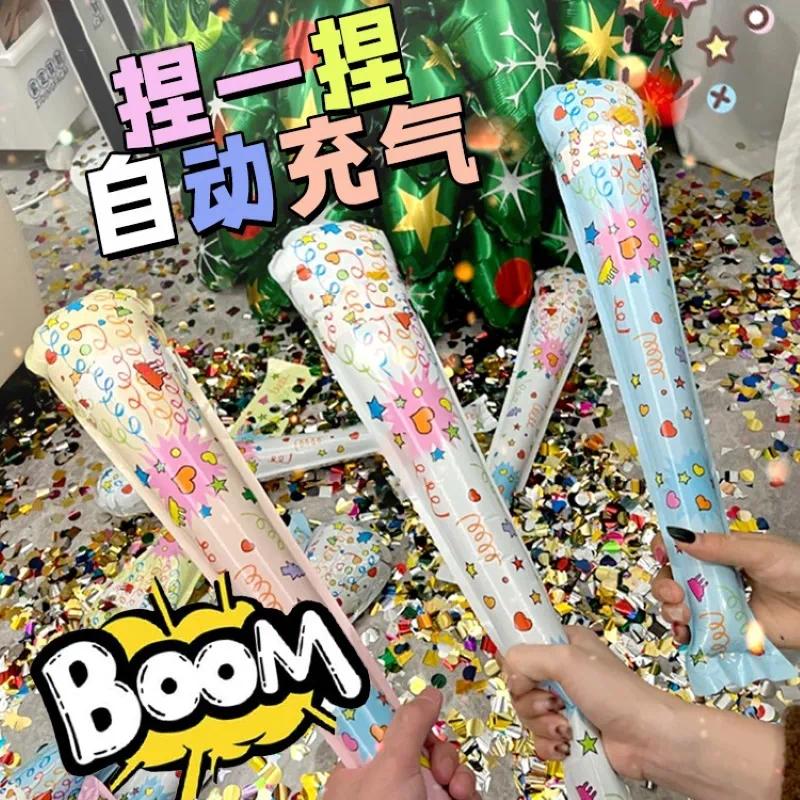 自动充气礼花棒年会跨年拍照气氛道具派对创意礼炮手持烟花-大号礼花棒-自动充气款100个装高清大图