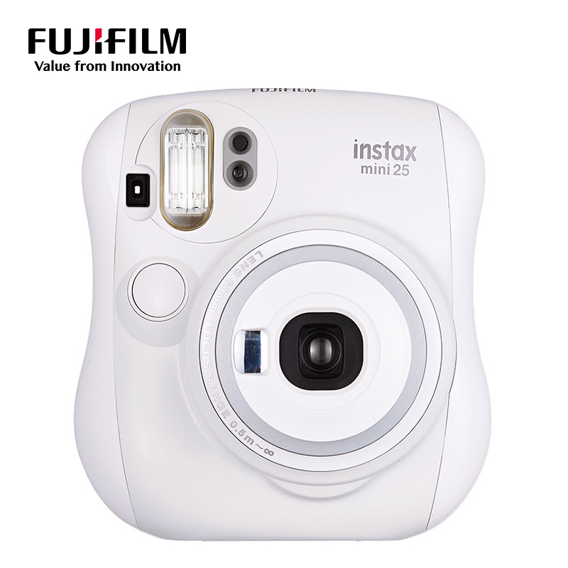 富士(FUJIFILM)INSTAX 拍立得 相机 一次成像 mini25白色套装 胶片相机 含50张富士小尺寸胶片