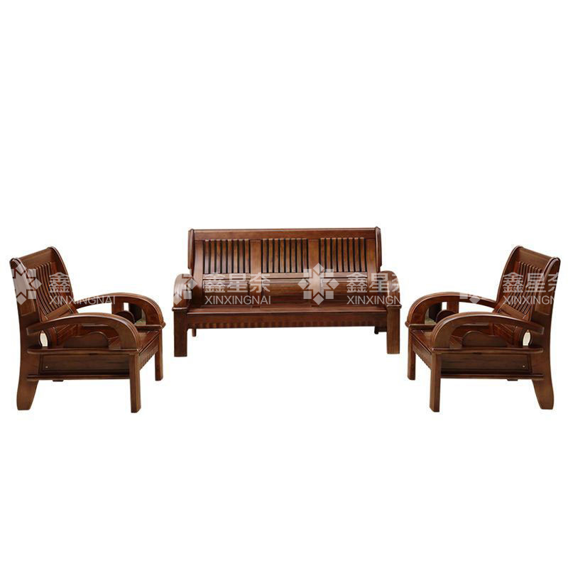 鑫星奈XXN4031105 新中式实木沙发组合 1+1+3