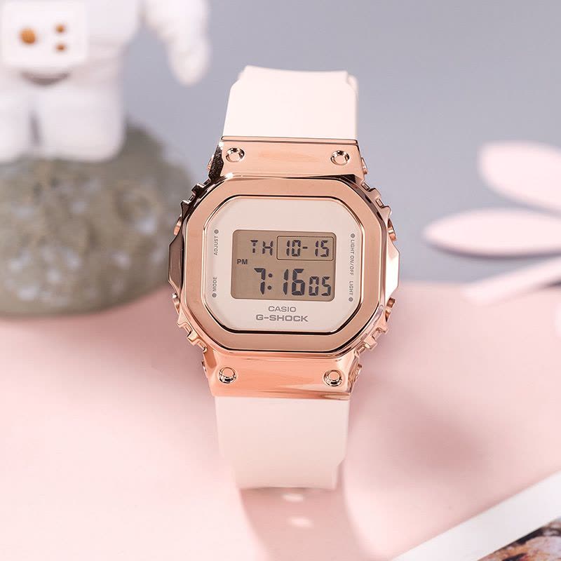 卡西欧CASIO旗舰店手表女2020新款限量小方块g-shock防水运动学生石英表女表青春活力金属配色GM-S5600图片
