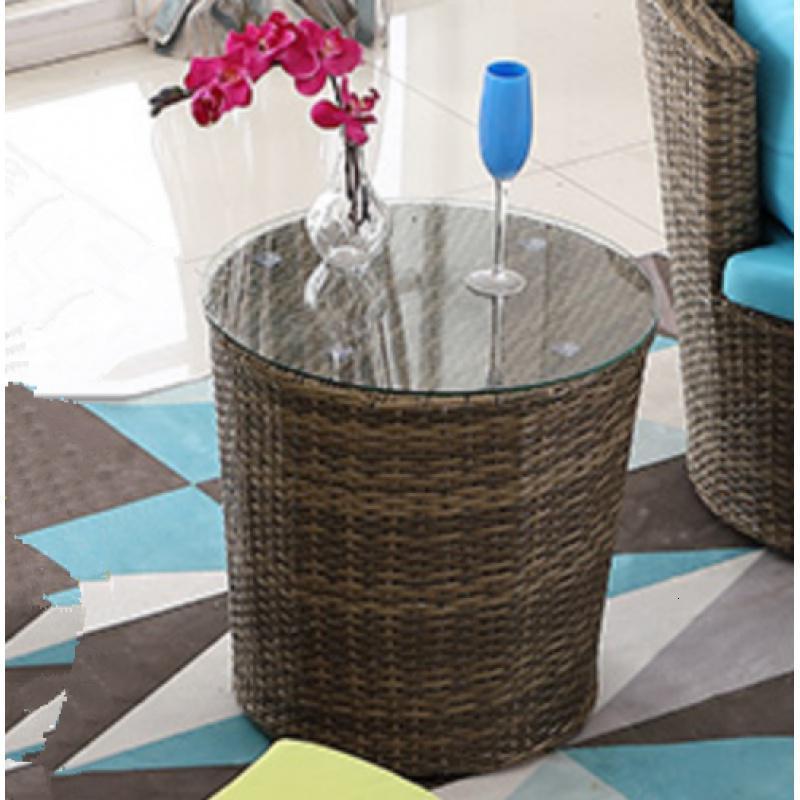 森美人户外躺床阳台休闲庭院藤编躺椅游泳池别墅躺椅室外露台露天沙滩椅 B款茶几50cm