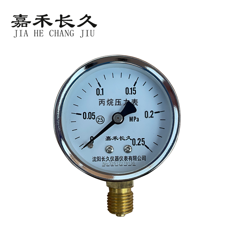 嘉禾长久 丙烷压力表 Y60 0-0.25Mpa 块