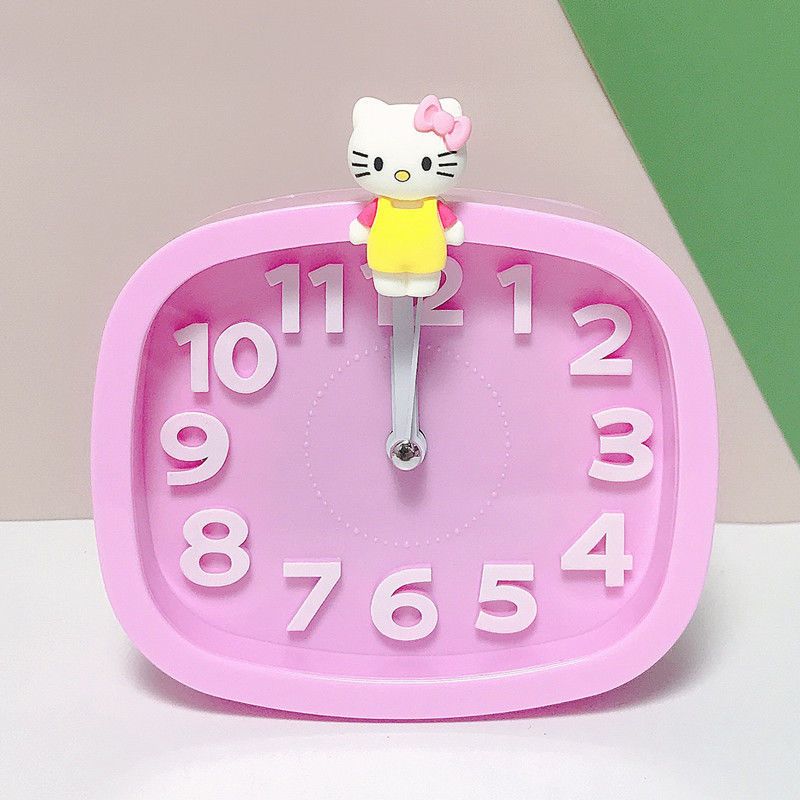 卡通粉色小闹钟学生专用闹表床头钟儿童男孩女孩卧室书桌可爱时钟猫咪