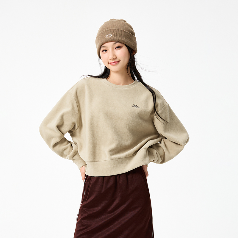 361°加绒运动卫衣女新款宽松休闲保暖比热绒女士套头卫衣