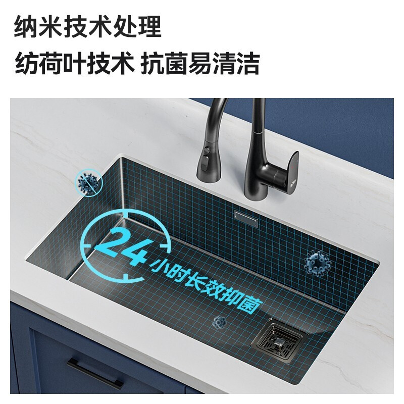 SEREN HOME赛恩卫浴厨房水槽手工纳米单槽台下盆304不锈钢洗菜池厨房洗菜盆洗碗槽橱柜大单槽高清大图