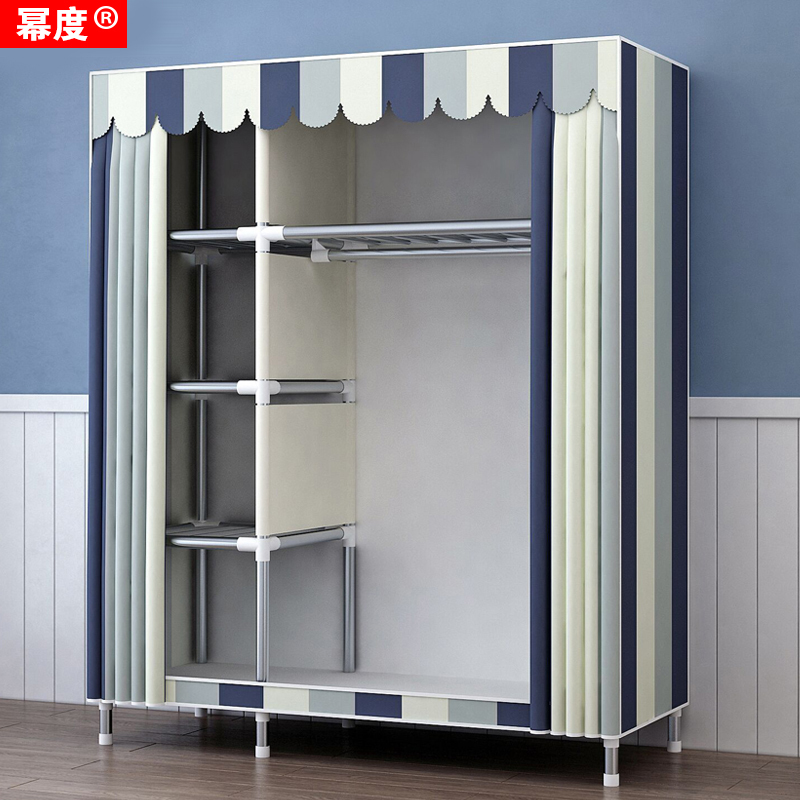 简易衣柜钢管加粗加固组装全钢架布衣柜出租房收纳挂衣橱家用卧室